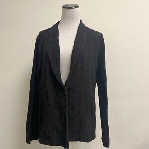 Eileen Fisher black jacket ribbed petite large PL  cardigan sweater